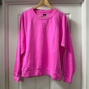 Gap crewneck soft raglan pink neon cotton blend fleece sweatshirt size Medium